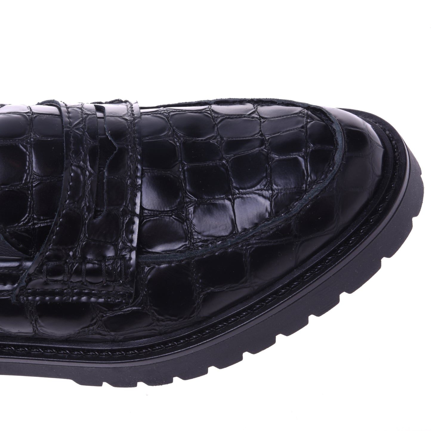 Mocassins noirs motif croco