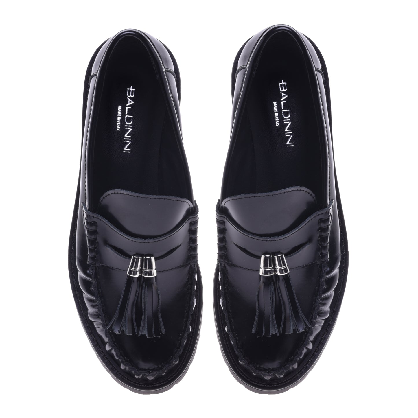 Mocassins noirs en cuir de veau brillant