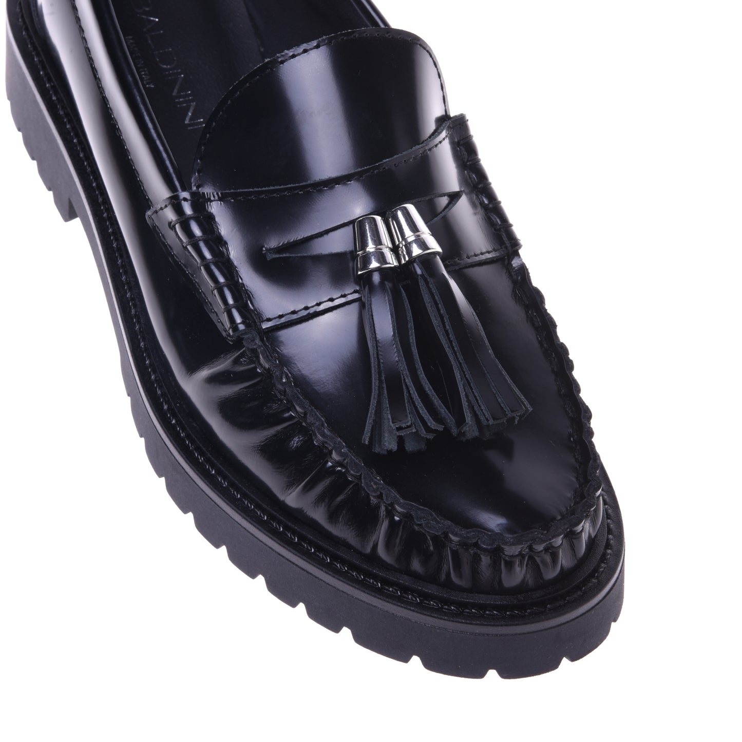 Mocassins noirs en cuir de veau brillant