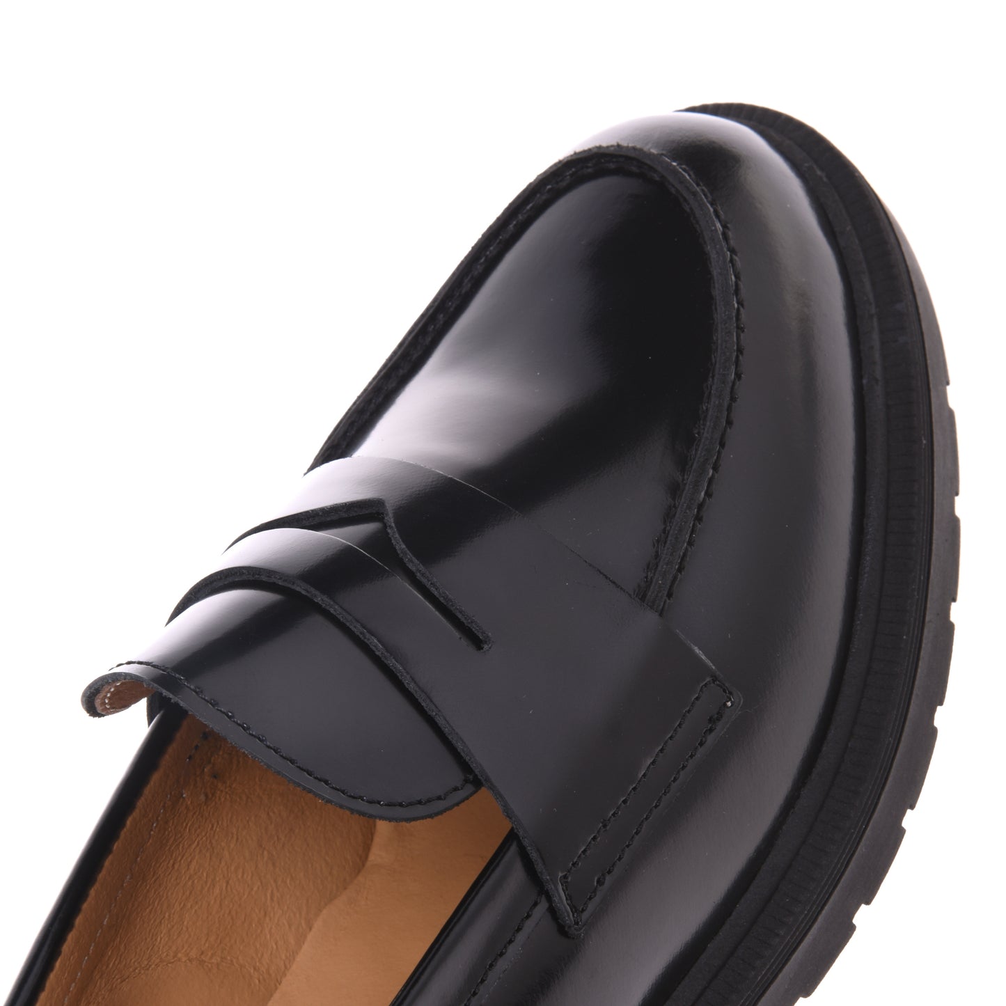 Mocassins noirs en cuir de veau brillant