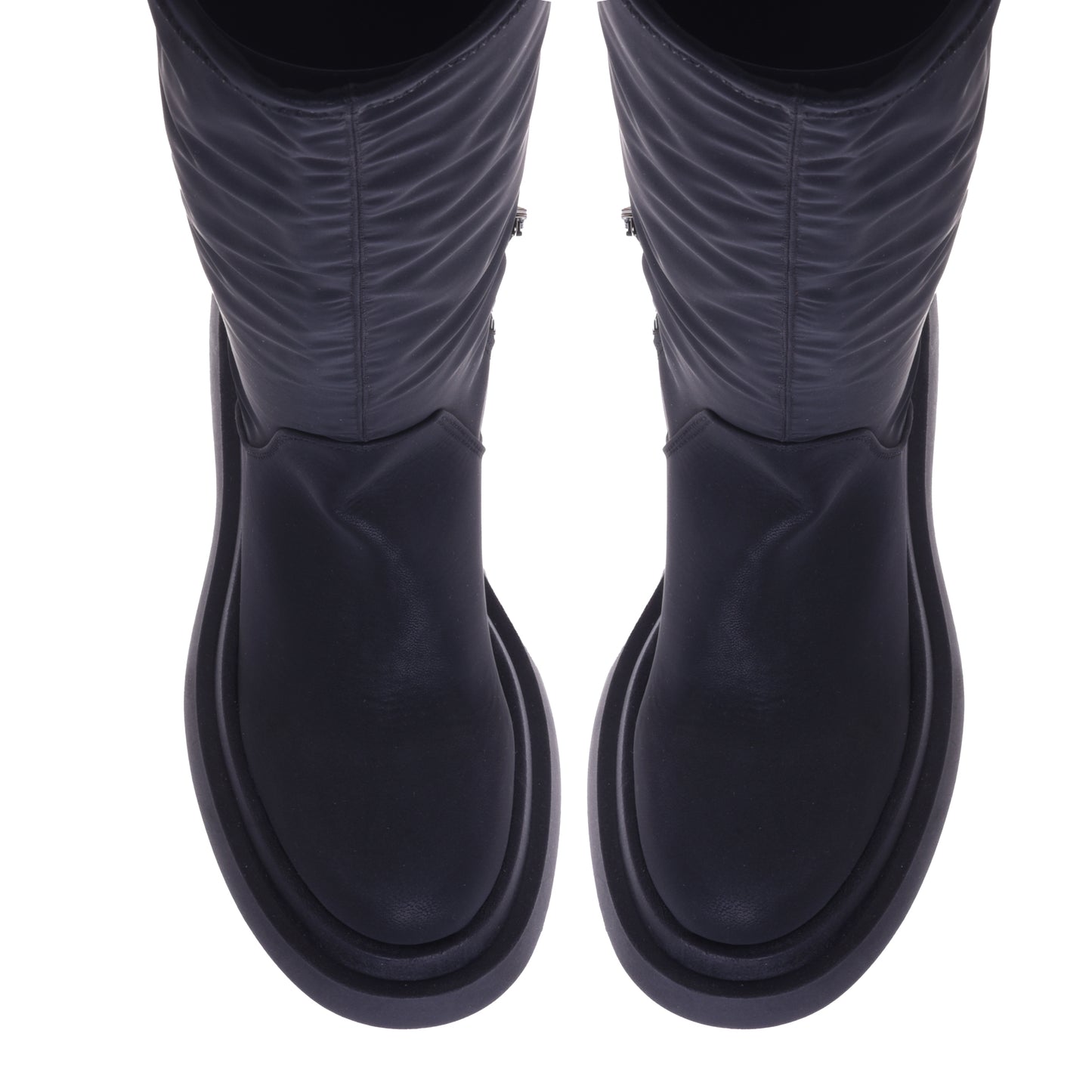 Bottes noires en simili cuir extensible