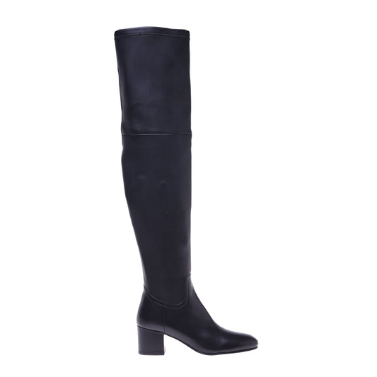 Bottes en simili nappa stretch et cuir noir