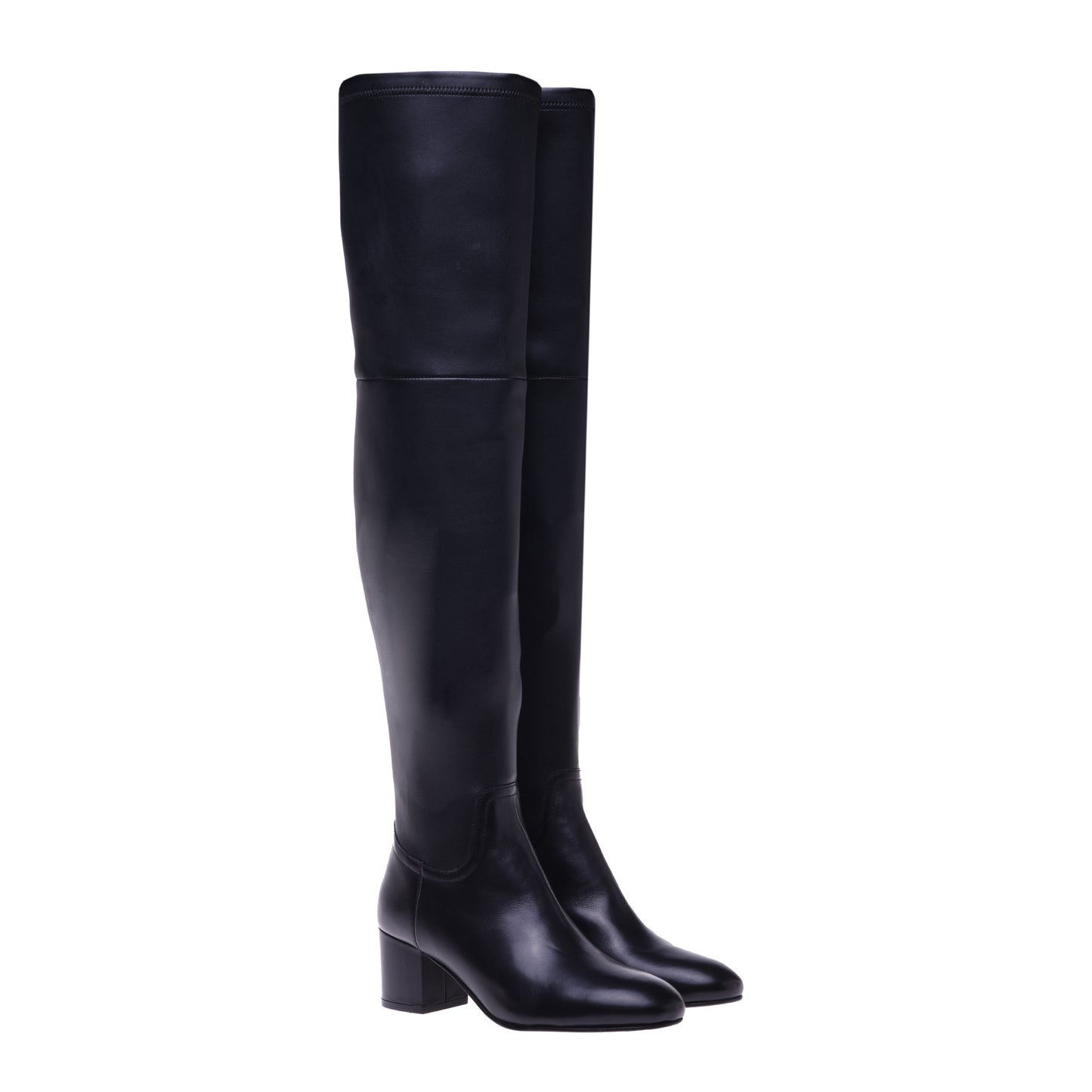 Bottes en simili nappa stretch et cuir noir