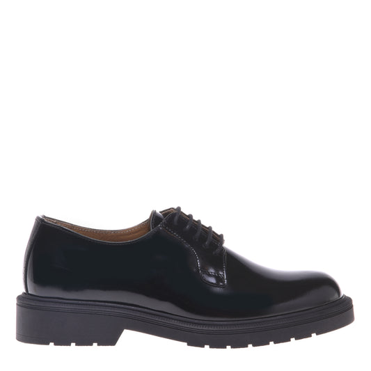 Derbies en cuir de veau brillant noir