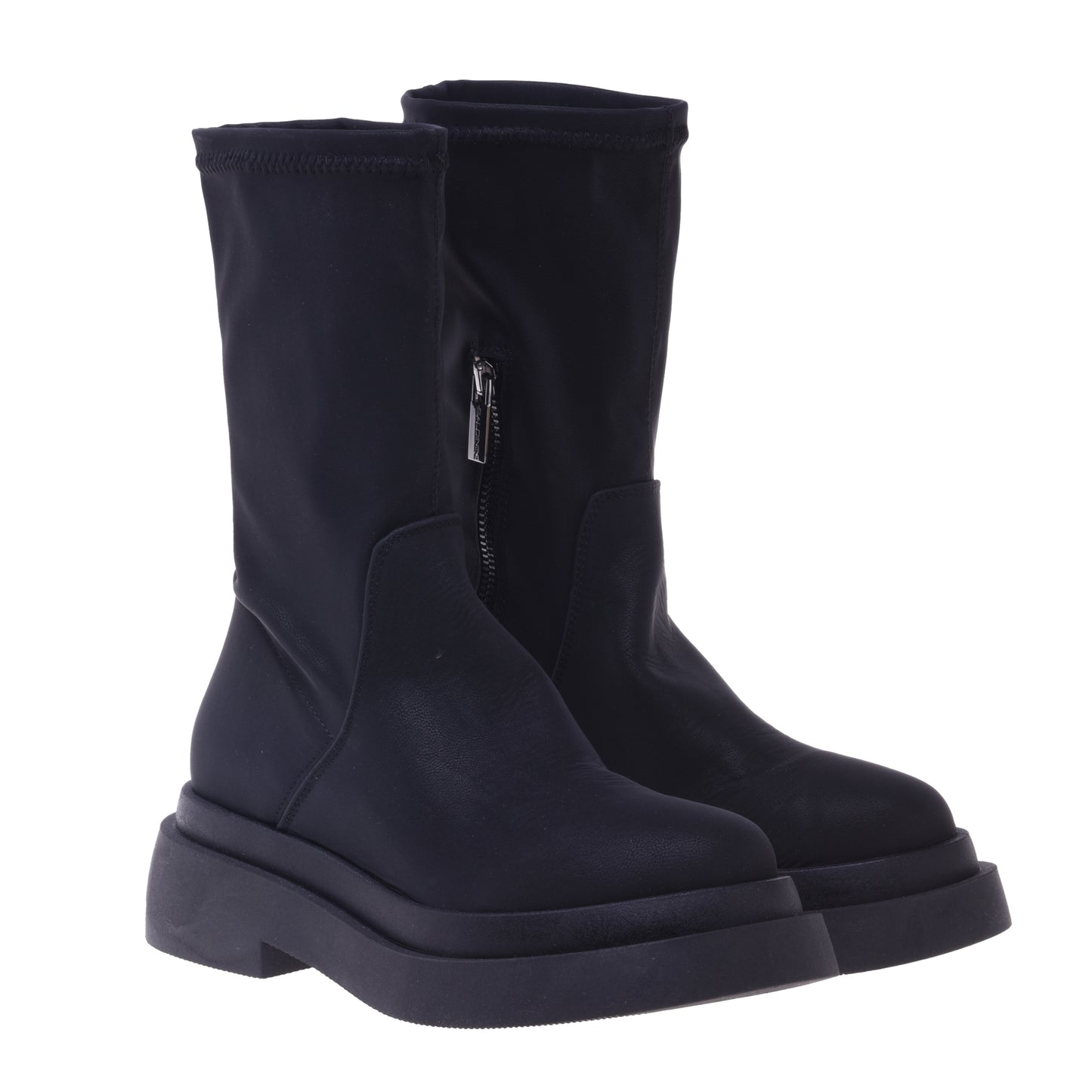 Bottines en simili cuir extensible noir