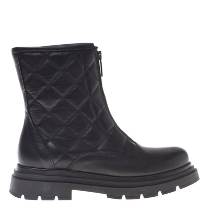 Bottines en cuir matelassé noir