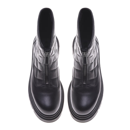 Bottines en cuir matelassé noir