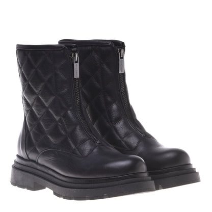 Bottines en cuir matelassé noir