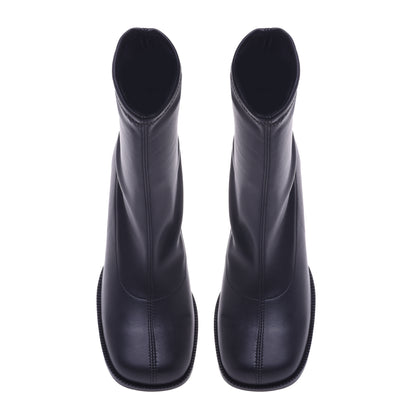 Bottines en simili cuir extensible noir