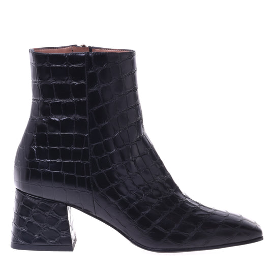 Bottines en croco noir