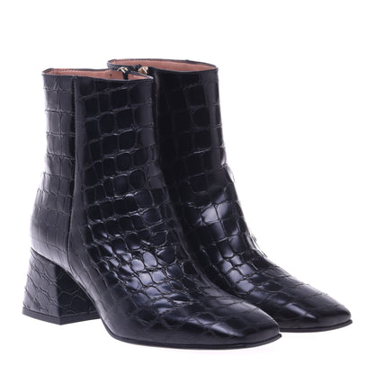 Bottines en croco noir