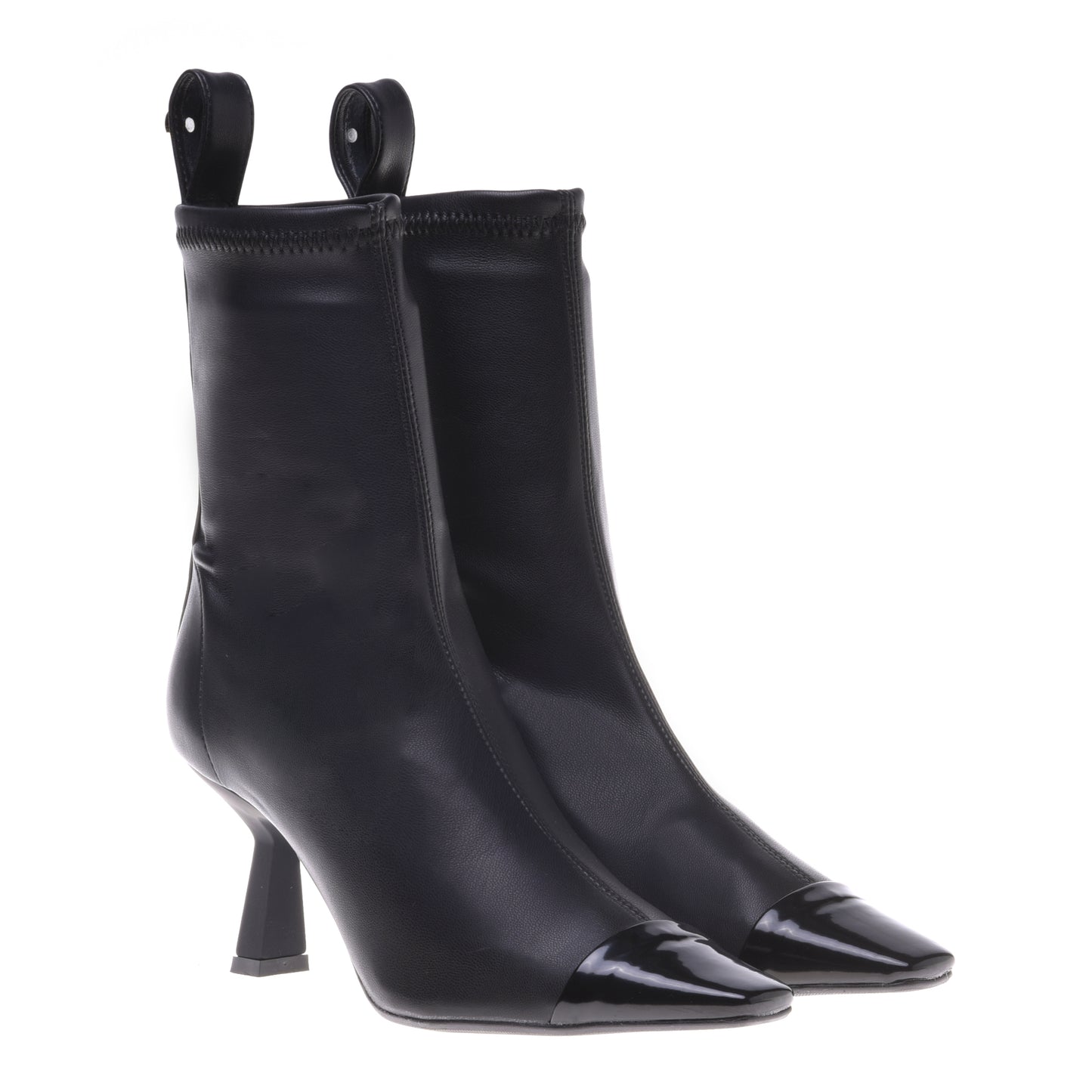 Bottines en simili cuir extensible noir