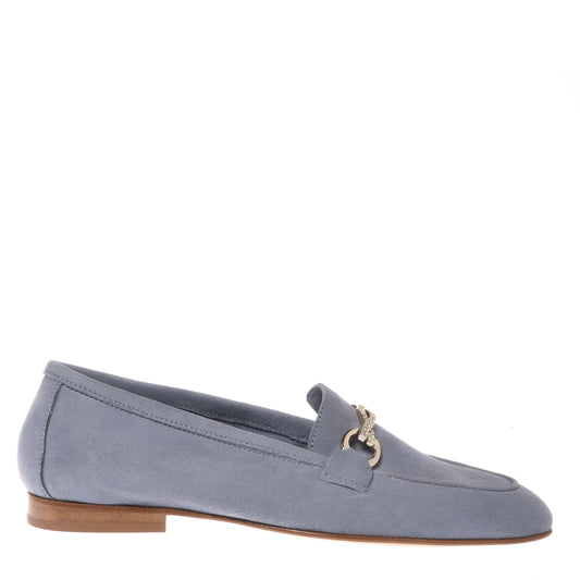Mocassino in pelle scamosciata grigio chiaro