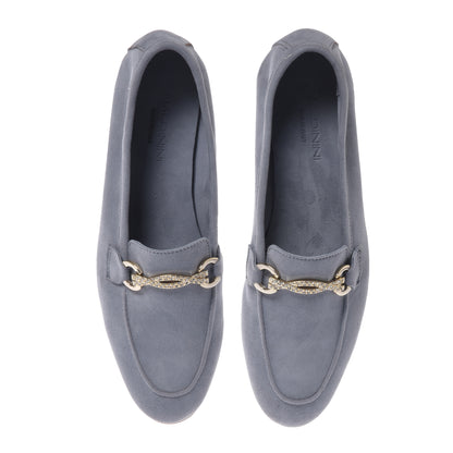 Mocassino in pelle scamosciata grigio chiaro