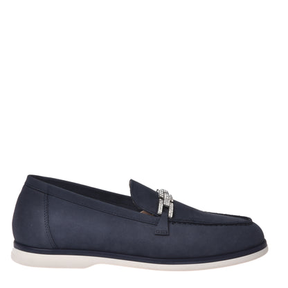 Mocassino in nabuk blu scuro