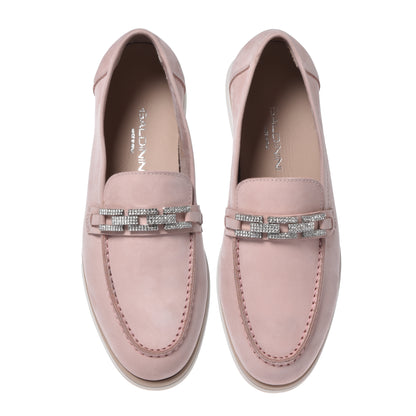 Mocassino in nabuk rosa cipria