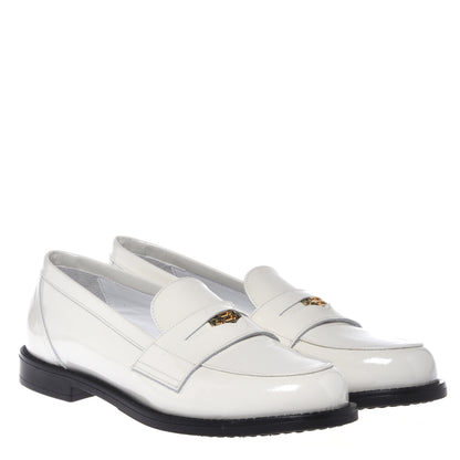 Mocassino in pelle verniciata bianco sporco