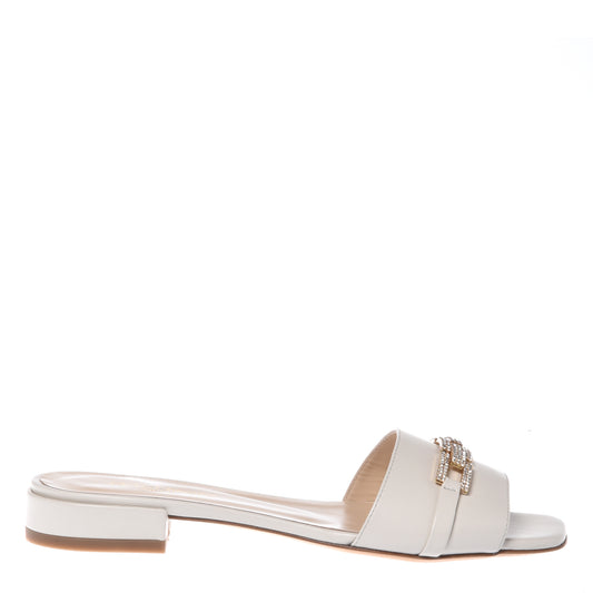 Mule en nappa blanc cassé