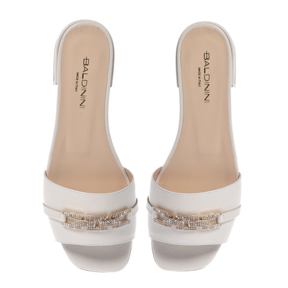 Mule en nappa blanc cassé