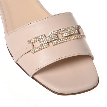 Mule en nappa Rose