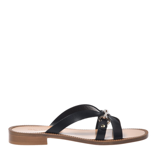Mule en cuir noir