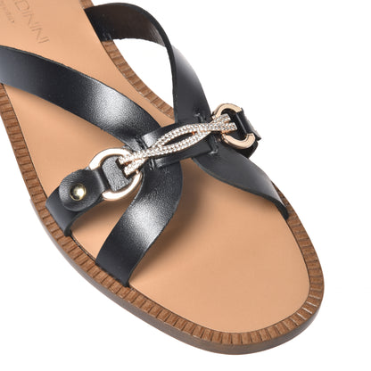 Mule en cuir noir