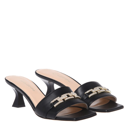 Mule en cuir nappa noir