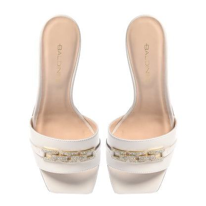 Mule en cuir nappa blanc cassé