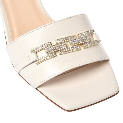 Mule en cuir nappa blanc cassé