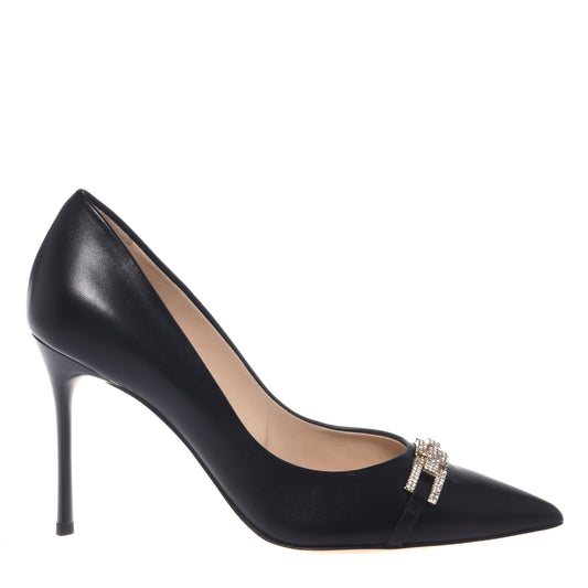 Black nappa pumps