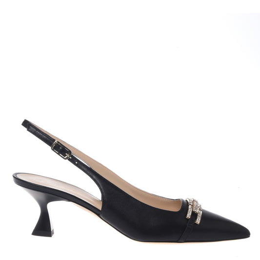 Slingback in nappa nera
