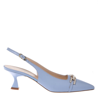 Slingback in nappa azzurra