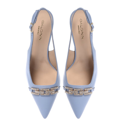 Slingback in nappa azzurra