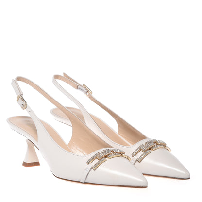 Slingback in nappa bianco sporco