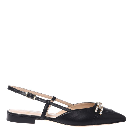 Slingback in nappa nera