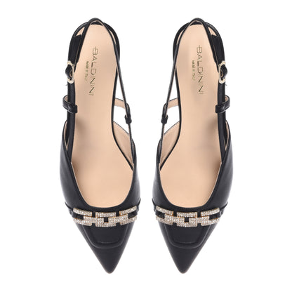 Slingback in nappa nera