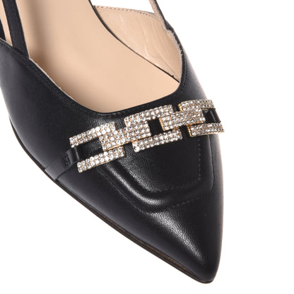 Slingback in nappa nera