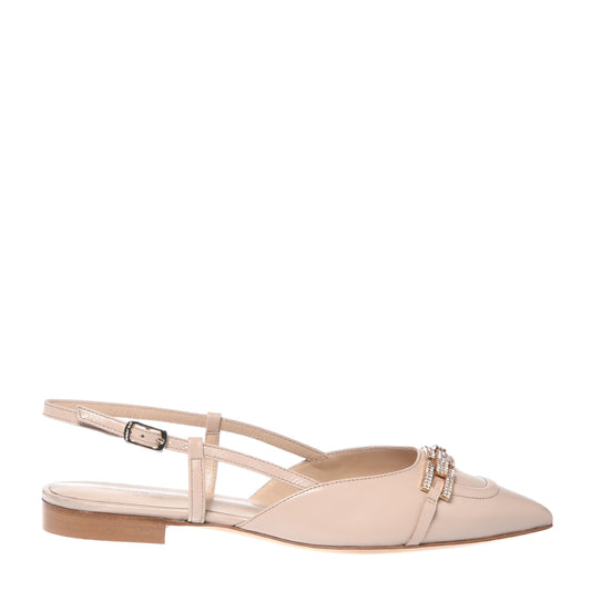Slingback in nappa rosa
