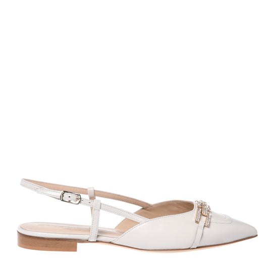 Slingback in nappa bianco sporco