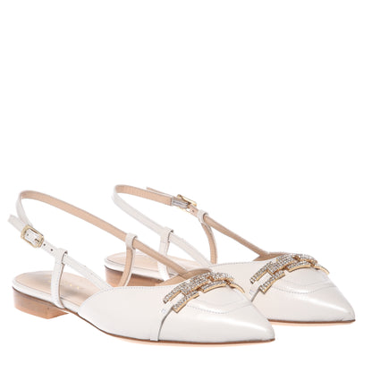 Slingback en nappa blanc cassé