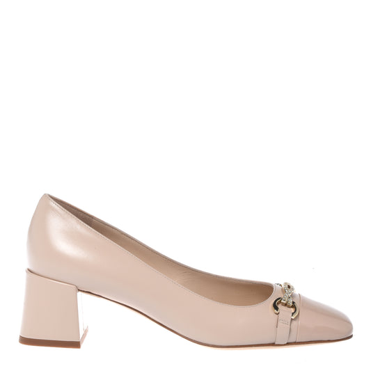 Nude patent and nappa pumps