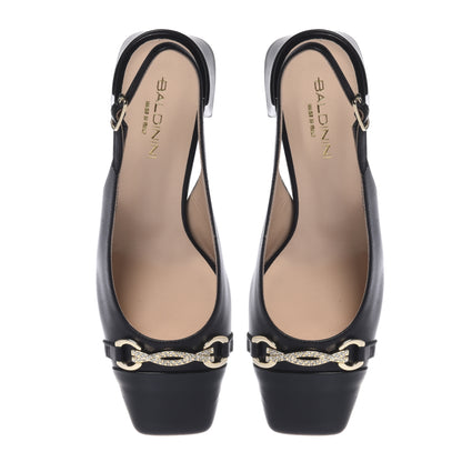 Slingback in vernice e nappa nera