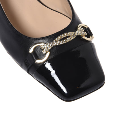 Slingback in vernice e nappa nera