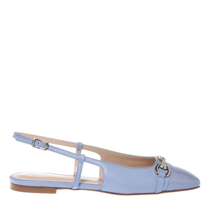 Slingback en vernis et nappa bleu clair