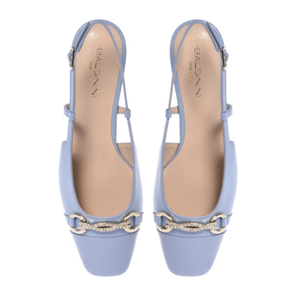 Slingback en vernis et nappa bleu clair