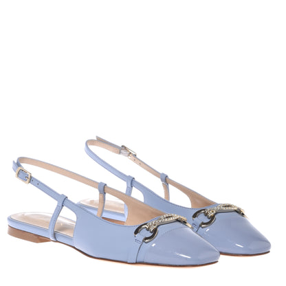 Slingback en vernis et nappa bleu clair
