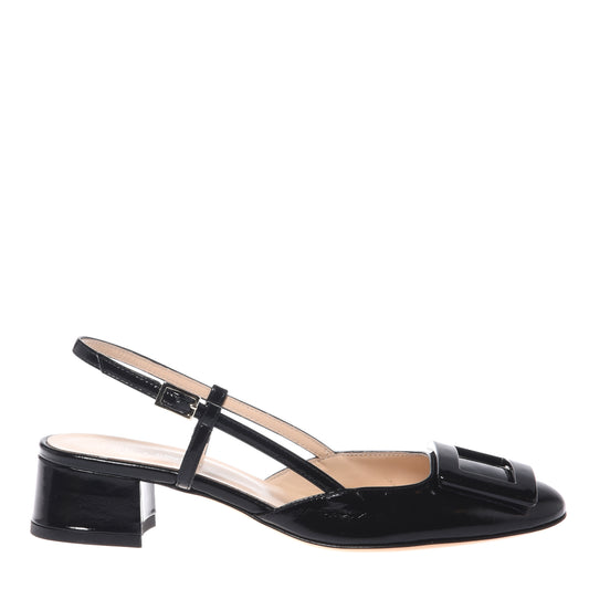 Slingback in vernice nera