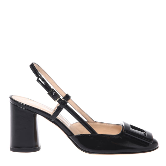 Slingback in vernice nera