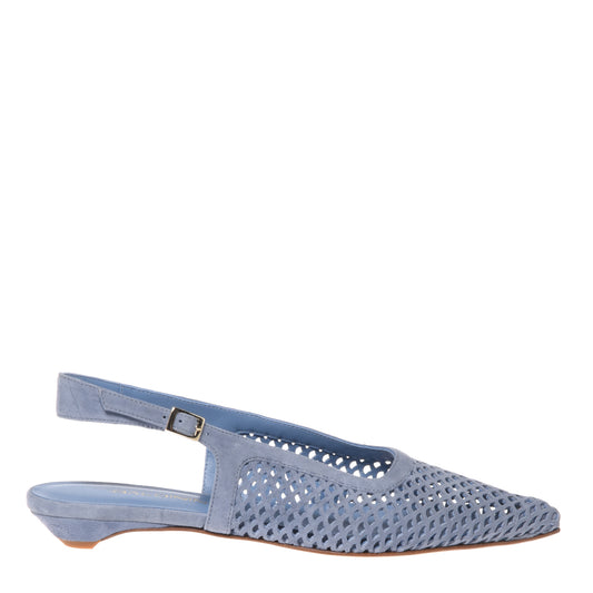 Slingback in pelle scamosciata traforata blu aviatore