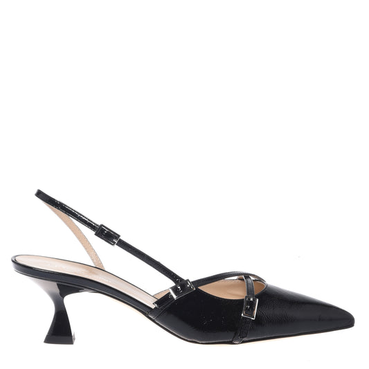 Slingback in naplak nero